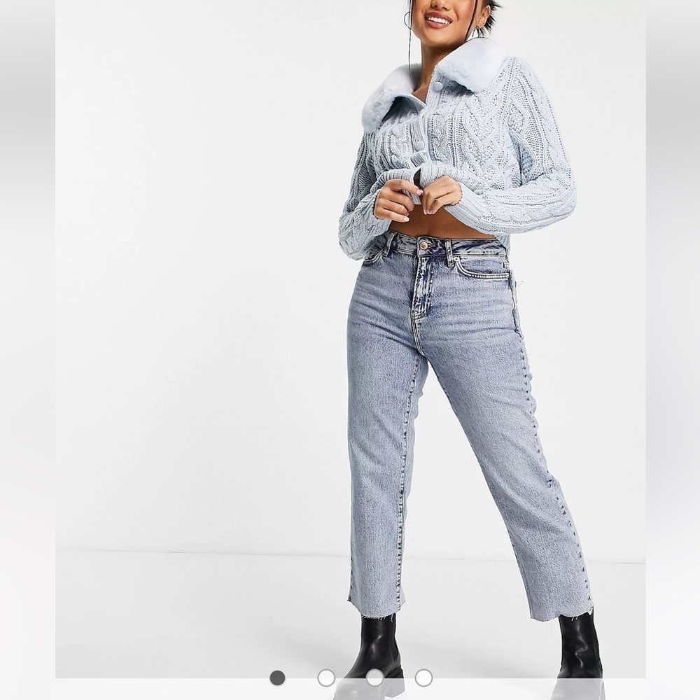 New Look Petite straight leg jeans in teal